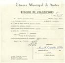 Registo de velocípede com o nº 9476, em nome de Manuel Carvalho Félix, morador em Seixal.