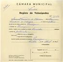 Registo de velocípede de marca Caravela, com o nº 3582, em nome de Manuel Francisco de Oliveira, morador em Pernigem.