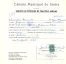Registo de um veiculo de duas rodas tirado por um animal de espécie muar destinado a transporte de mercadorias em nome de Luís José Raimundo, morador em Lourel, Sintra.
