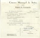 Registo de velocípede com o nº 8832, em nome de Fernando da Silva Duarte, morador em Amoreira.