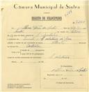 Registo de velocípede de marca Atlantic, com o nº 7226, em nome de Albino Feria dos Santos, morador em Quinta de Santo António da Serra.