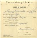 Registo de velocípede de marca Origan, com o nº 7667, em nome de Fernando Ribeiro Capitão, morador em Algueirão.