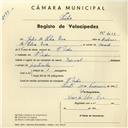 Registo de velocípede de marca Especial, com o nº 4059, em nome de Júlio da Silva Eva, morador em S. Pedro de Sintra.