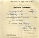 Registo de velocípede de marca Olympique, com o nº 231, em nome de Alexandre José Frade, morador em Assafora.
