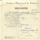 Registo de velocípede de marca Olga, com o nº 5848, em nome de Salvador Catarino Gonçalves, morador em Albarraque.