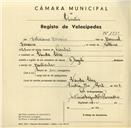 Registo de velocípede com o nº 3589, em nome de Feliciano Ferreira, morador em Venda Seca.