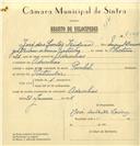 Registo de velocípede de marca Pombal, com o nº 7508, em nome de José dos Santos Isidoro, morador em Odrinhas.