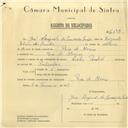 Registo de velocípede de marca Cycles Pombal, com o nº 6198, em nome de José Augusto da Conceição Santos, morador em Rio de Mouro.