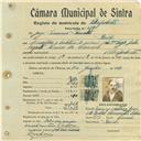 Registo de matricula de velocipedista em nome de Jorge Firmino Timóteo, morador no Penedo, com o nº de inscrição 619.