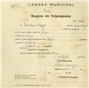 Registo de velocípede de marca Elgin, com o nº 2628, em nome de Eleutério Miguel, morador em Anços.