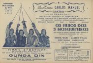 Programa do filme "Os Filhos dos 3 Mosqueteiros" com a participação de Cornel Wilde, Maureen O'hara, Robert Douglas e Gladys Cooper.