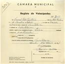 Registo de velocípede com o nº 3263, em nome de Leonel João Ventura, morador em Montelavar.