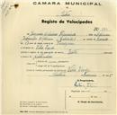 Registo de velocípede de marca Zenith, com o nº 285, em nome de Joaquim Cipriano Figueiredo, morador em Vila Verde.