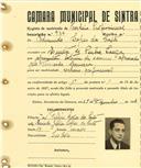 Registo de matricula de cocheiro profissional em nome de Edmundo Lopes da Costa, morador na Quinta da Penha Longa, com o nº de inscrição 934.
