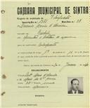 Registo de matricula de velocipedista em nome de Casimiro Xavier de Almeida, morador na Rinchoa, com o nº de inscrição 1871.