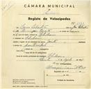 Registo de velocípede de marca Zenith, com o nº 3141, em nome de Luís Sebastião, morador em Chilreira.
