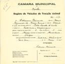 Registo de um veiculo de duas rodas tirado por dois animais de espécie muar destinado a transporte de mercadorias em nome de ------ Raimundo, morador na Venda Seca.