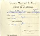 Registo de velocípede de marca Popular, com o nº 9899, em nome de Francisco Alberto Marques, morador em Queluz.