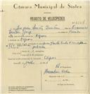 Registo de velocípede de marca Dover com motor Sachs, com o nº 8064, em nome de Joaquim Simões Quintino, morador em Negrais.