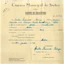 Registo de velocípede de marca Raio, com o nº 6134, em nome de Carlos Raimundo Pedroso, morador em Anços.