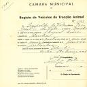 Registo de um veiculo de quatro rodas tirado por um animal de espécie muar destinado a transporte de mercadorias em nome de Leopoldo do Vale, morador na Idanha.