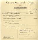 Registo de velocípede de marca Olga, com o nº 7612, em nome de Alfredo Elisiário Janota, morador em Pero Pinheiro.