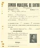 Registo de matricula de velocipedista em nome de Luís Félix Nunes, morador em Almoçageme, com o nº de inscrição 2525.