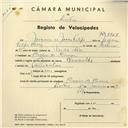 Registo de velocípede com o nº 3969, em nome de Joaquim de Jesus Filipe, morador em Cacém de Cima.