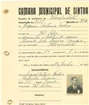 Registo de matricula de velocipedista em nome de Joaquim António Teodoro, morador em  Vale de Lobos, com o nº de inscrição 2019.