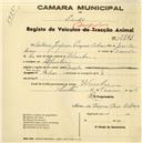 Registo de velocípede com o nº 2343, em nome de António Joaquim Prazeres Cabaço, morador em Idanha.