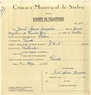 Registo de velocípede de marca Raio, com o nº 6292, em nome de Daniel Afonso Gonçalves, morador em Penedo.