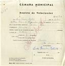 Registo de velocípede de marca Peugeot, com o nº 4543, em nome de Luís Pereira Esteves, morador em Rinchoa.