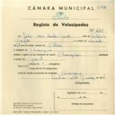 Registo de velocípede de marca Champion, com o nº 4269, em nome de João dos Santos Vicente, morador em Carenque.