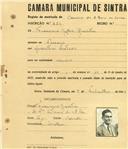 Registo de matricula de carroceiro de 2 bois ou vacas em nome de Francisco Júlio Gravata, morador em Massamá, com o nº de inscrição 380.