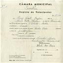 Registo de velocípede de marca Cycles Raio, com o nº 5034, em nome de Luís Costa Gaspar, morador em Linhó.