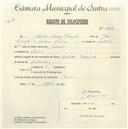 Registo de velocípede com o nº 4819, em nome de Acácio Pereira Marçal, morador em Cacém.
