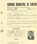 Registo de matricula de velocipedista em nome de Albino Cardoso, morador em Godigana, com o nº de inscrição 1962.
