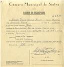 Registo de velocípede de marca Ardito com motor, com o nº 6515, em nome de Silvestre Ribeiro Cardoso Bravo, morador em Mem Martins.