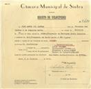 Registo de velocípede de marca Dover, com o nº 9486, em nome de João Lopes dos Santos, morador em Ral.