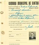 Registo de matricula de cocheiro profissional em nome de Manuel Simões, morador em Negrais, com o nº de inscrição 892.