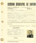 Registo de matricula de velocipedista em nome de Artur Vicente Chança, morador em Morelena, com o nº de inscrição 1916.