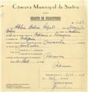 Registo de velocípede de marca Caravela, com o nº 7028, em nome de Adelino Baleia Salgado, morador em Codiceira.