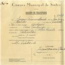 Registo de velocípede de marca Vilar com motor Cuciolo, com o nº 6057, em nome de Joaquim Francisco Ramilo, morador em Pero Pinheiro.