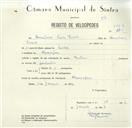 Registo de velocípede de marca Martano, com o nº 8423, em nome de Herculano Paulo Trovão, morador em Almoçageme.