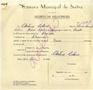 Registo de velocípede de marca Dover, com o nº 10109, em nome de Celestino Caetano, morador em Alvarinhos.