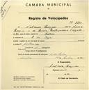 Registo de velocípede com o nº 1880, em nome de António Marques, morador em A-da-Beja.