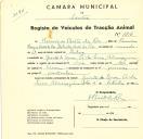 Registo de um veiculo de duas rodas tirado por um animal de espécie muar destinado a transporte de mercadorias em nome de Henrique Brito do Rio, morador na Quinta de Cima no Pé da Serra, Almoçageme.
