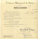 Registo de velocípede com o nº 7453, em nome de Manuel Timóteo Rodrigues, morador em Catribana.