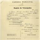 Registo de velocípede de marca Deka, com o nº 1256, em nome de Afonso Batista Cavalheiro, morador em Montelavar.