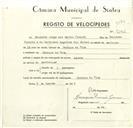 Registo de velocípede com o nº 9148, em nome de Humberto Jorge dos Santos Vicente, morador em Manique de Cima.